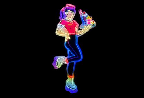 Neon Roller Skate Girl Art.6059_174618